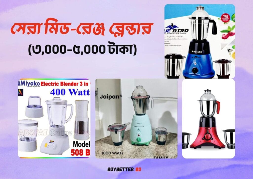 সেরা মিড-রেঞ্জ ব্লেন্ডার ২০২৬: Miyako, Jaipan, Vision – Best value blenders in Bangladesh under 5k bdt
