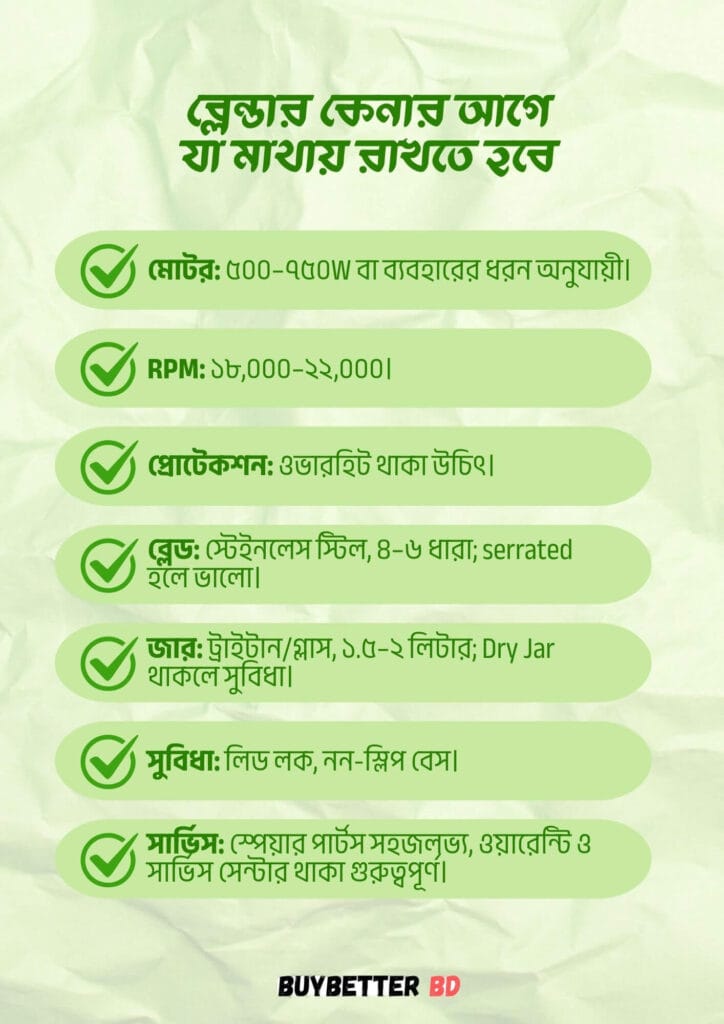 Blender কেনার চূড়ান্ত চেকলিস্ট infographic